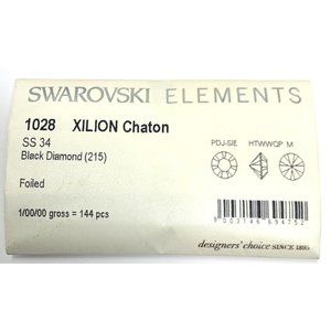 144pc Swarovski 1028 34ss Black Diamond Xilion Chaton Rhinestones Sealed